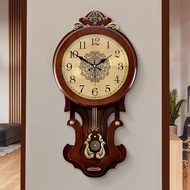 KY&amp; Hourly Chiming Chinese Style Wall Clock Living Room Luxury Home Fashion Rhythm Movement Clock European Style Pocket