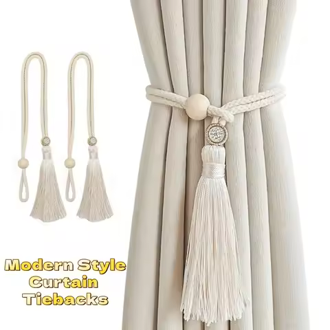 2 PCS Adjustable Cotton Cord Curtain Tiebacks Curtain Straps Bohemian Chic Log Loop Curtain Buckle S