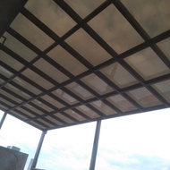 kanopi rangka besi holo galvanis + atap solar flat