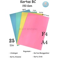MERAH HIJAU Manila cardboard BC colored paper/ Yellow BC/, Red BC, Green BC, BC biru, 150 Gsm Size F