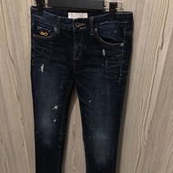 Plac jeans dark navy celana panjang pria seken denim skinny ripped