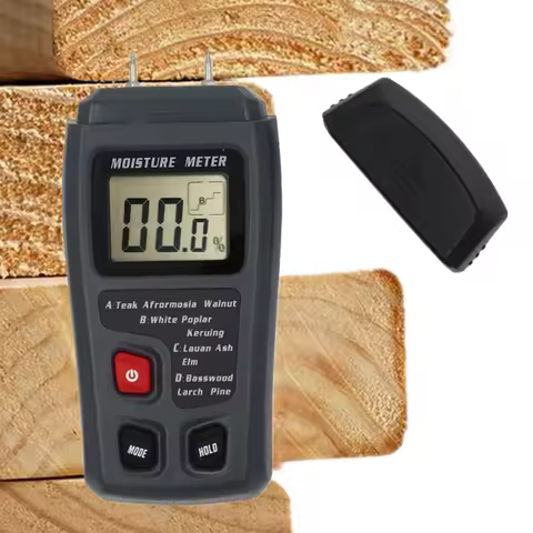 MT10 Two Pins Digital Wood Moisture Meter 0-99.9% Wood Humidity Tester Timber Damp Detector with Lar