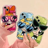 Cute Cartoon Powerpuff Girls Sunglasses Bracket Casing For OPPO A55 A56 A53S A57 A77S A74 A95 A76 A78 A94 A58 A36 A96 A77 2022 Reno 5 6 Lite 5F A98 F23 Soft Clear Cellphone Case