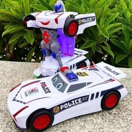 Children With Music Electric Educational Police Car-Year-Old Boy One 6 Years Old Deformed Car Robot 