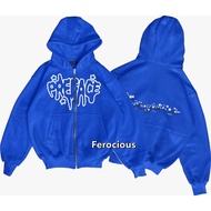 MEZOTIK - Preface Classica Dystonia Hoodie Boxy Zipper LogoBIG Unisex Vintage Men's Women'sbiru