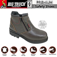 Big Truck Men's Premium Safety Shoes Safety Boots Mid Cut Zip STR8025 TK Brown Kasut Kerja