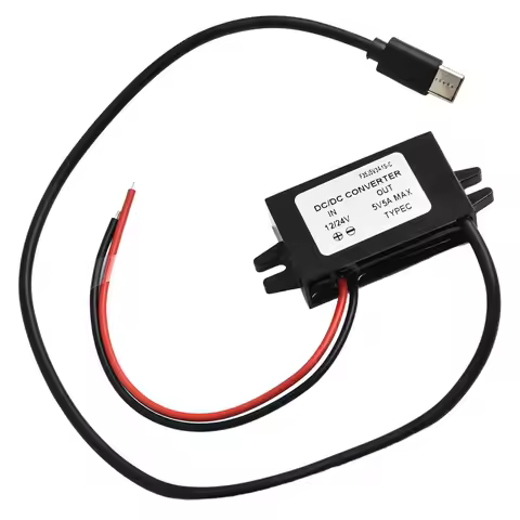 12V/24V To 5V USB C 5A 25W DC Converter Step-down Module Power Charging Adapter Electrical Equipment