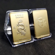 1Oz China Wind Country Dragon Gold Bar 999 Commemorative Coin Yin Yang Dragon Tiger Square Coin Gold