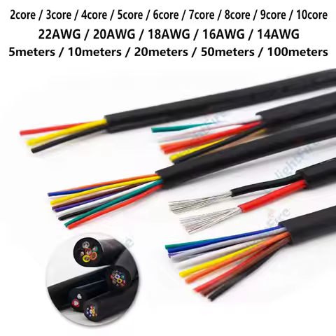 4Core Wire 10 9 8 7 6 5 3 2 Conductor Sheathed Cable MultiCore 14 16 18 20 22AWG Electrical Wire For