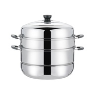 3-Tier 304 Stainless Steel Steamer Pot Steaming Cookware Saucepot with Tempered Glass Lid, Work with