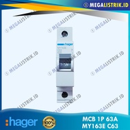 1P MCB HAGER 63A / 1 PHASE 63 AMPERE / 63 A 4.5KA SNI MY163E C63