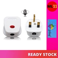 (SIRIM) GELOOF Kepala Suis 13A dengan Fuse & Lampu Neon / 13A Neon Plug Top 168