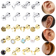 20G Ear Piercing 1 Pc Surgical Steel Stud Earring Crystal Earring Flower Earring Helix Earring Lobe 