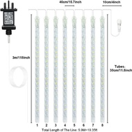 OMGAI LED Meteor Shower Lights White, 30CM Shower Rain Lights with 8 Tubes 288 LED, Meteor Christmas