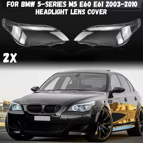 For BMW 5-Series M5 E60 E61 525i 530i 545i 550i 2003-2010 Front Headlight Lens Cover Lampshade Clear