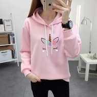 Anime Unicorn Printed Kawaii Hoodies Tops Plus Velvet Harajuku Unisex Long Sleeve Sweatshirts