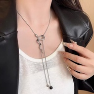 European American Silver Pull Snake Necklace Cool Style Retro Snake Clavicle Chain Necklace