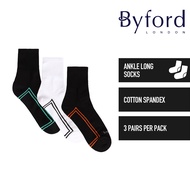 Byford (3 Pcs) Stokin | Byford Cotton Spandex Half Terry Ankle Long Sport Socks - BSF1035T