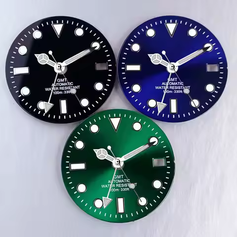 Diver Watch Dial Parts 29mm Black Blue Green Luminous Sunburst Watch Dial Fit for NH34 NH34A GMT MAS
