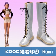 1 Anime Kpop Demon Hunters Rumi Zoey Mira Cosplay Costume Shoes White Handmade Faux Leather Boots Hi