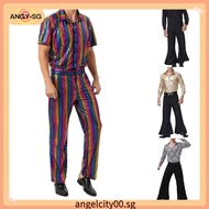 [ANGY] 70s Disco Costume Cosplay Costumes Vintage Men Music Party Outfits