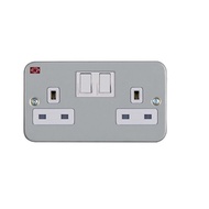UMS 2213M 13A 2Gang Metal Clad Switch Socket Outlet