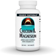 Source Naturals Calcium and Magnesium, Amino Acid Chelated Contains Vitamin D-3,300mg-100 Tablets