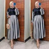 MIDI Dress Rompi Knit Monalisa Baju Gamis Wanita Busui Crinkle Airflow Premium Terbaru Paling Keren
