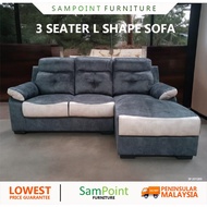 🔥READY STOCK🔥SamPoint 3 Seater Fabric Sofa / L Sofa Designer / Sofa Murah / L Shape Sofa / Sofa Kain