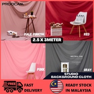 🔥READY STOCK🔥 Proocam Studio Backdrop Background Cloth 2.5 X 3 Meter IG Pale Pinkish Red Pink Grey G