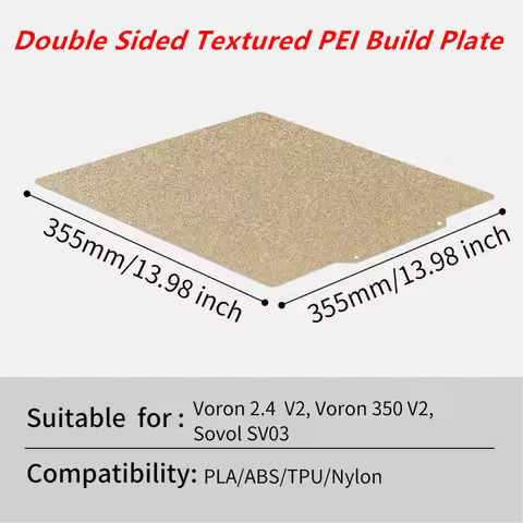 Upgraded 355x355mm Double Sided Textured PEI Build Plate PEI Sheet for Voron 2.4 350,Sovol SV03, SV0