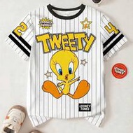 Young Boy Summer Casual Striped Letter & Cartoon Graphic Round Neck Short Sleeve T-Shirt Cartoon Shi