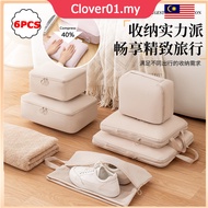 6Pcs Set Ultralight Compression Packing Cubes Luggage Organizer Bags for Travel Home Dormitory Bussn