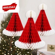 (BC) Festival Ornament1Pcs Honeycomb Santa Claus Hats For Xmas Party Festival Decoration New Year Ha