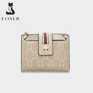 กระเป๋าขาตั้งกล้อง Foxer สำหรับผู้หญิงแบ่งการ์ดหนังวัวกระเป๋าใส่นามบัตรกระเป๋าสตางค์ผู้หญิงกับกล่องข