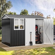 DWVO 8x6ft Metal Outdoor Storage Shed with Window, Lockable Tool Storage Sheds, Oversized Steel Gard