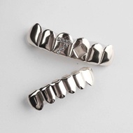 Grillz trang sức răng hai hàm số 7 đính đá vàng bạc hiphop