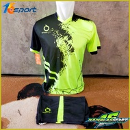 kaos baju setelan jersey futsal volly badminton olahraga - abstrak hijau xl