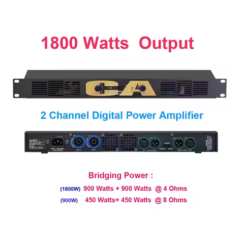 Advanced 2400W Peak Digital Power Amplifier 2 Channel AMP Stage Musical Performance DJ Karaoke PreAm