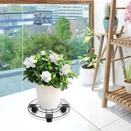 [Finevips1] Plant Stand with Plant Saucer Rolling Plant Stand Plant Tray Roller with 4 Casters Iron Pallet Trolley for Office Shop