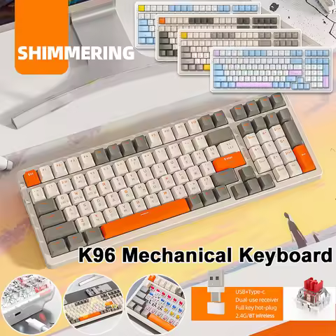 K96 Wireless 2.4G Gaming Mechanical Keyboard 100 Key Hotswap Bluetooth-compatible 5.0 Keyboard Doubl