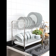 KOWA HOME WARE KWH-S004 KWH-K001ชั้่นคว่ำจาน 2 ชั้น ชั้นวางจานสแตนเลส  เกรด304  พร้อมที่ใสช้อน-ส้อม 