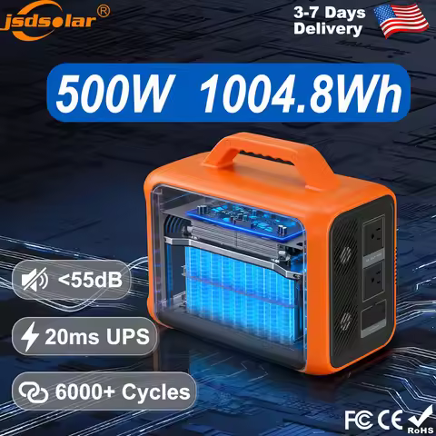jsdsolar 500W Portable Solar Powered Charger Kit 1004.8wh Solar LifePO4 Battery Power Station Suppor
