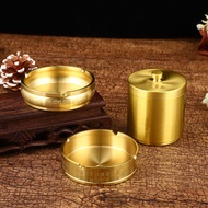 A/💲Brass Wuniu Wuhu Baifu Ashtray Home Office Portable Small Car Sealed Ashtray Anti-Fly Ash ZS8G