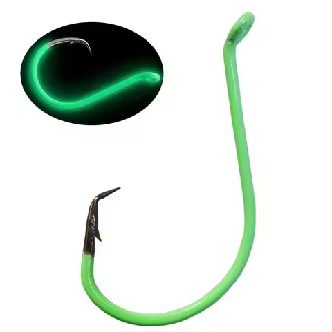 20Pcs Luminous Circle Hooks 1/0-10/0 Saltwater Offset Bass Trout Fishing Hook Glow in Dark