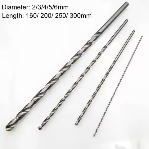 HSS Drill Bits Set 2-6mm Diameter 160-300mm Length Straight Shank Twist Drill Bits Wood Aluminum Pla