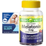 Melatonin Adult Gummies, Sleep Support by Spring Valley, 5 mg, 60 Ct (1 Pack) + “Have a Great Sleep 