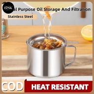 304 Stainless Steel Oil Container Household Oil Strainer Container with Strainer