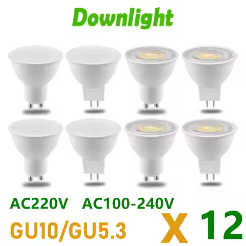 12Pcs GU10 MR16 Led Spotlight AC220V AC110V 100-240V Bulb Spot GU5.3 Lighting Bulb Indoor Lighting H