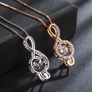 2022 NEW Fashion Jewelry Beating Heart Necklace Crystal from Swarovskis Zircon Rotating Musical Note Pendant Mother's Day Gift